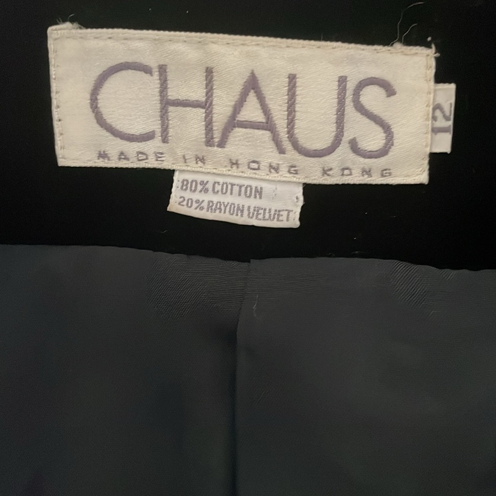Vintage Chaus Double Breasted Black Velvet Lined Blazer size 12 - Picture 6 of 7